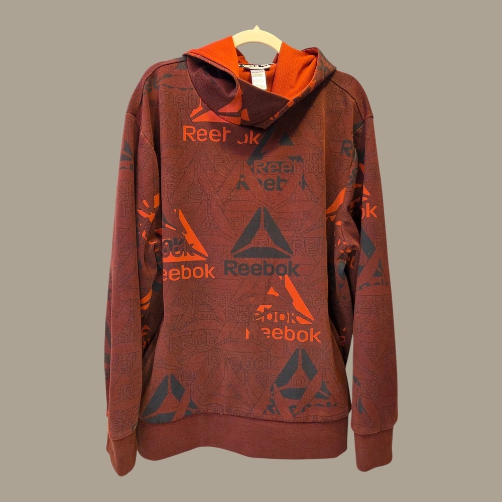 Mens XXL Reebok Unwind Hoodie Sweatshirt Port Royale Maroon Orange Navy